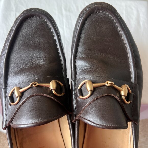 Gucci Men’s Brown Leather Horsebit Loafers | Size 11D - Picture 3 of 14
